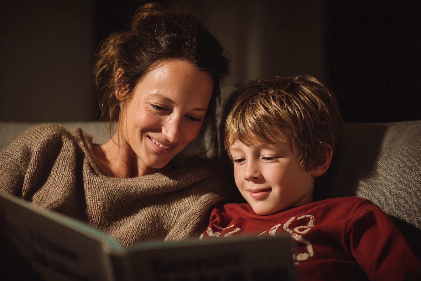 mamma bambino leggono
